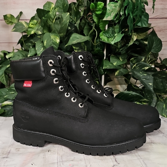 Timberland Black Water Proof Leather Helco High-Top Boots 10 Men